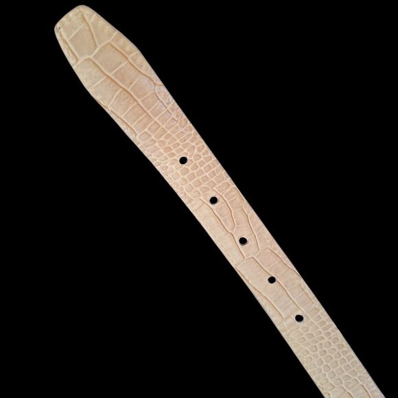 Brighton Statement Belt 32 REVERSIBLE White Tan Croc Silver B2701 Women ML VTG - Picture 8 of 16